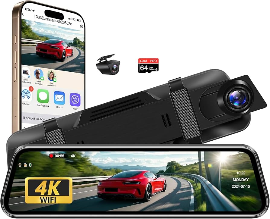 4K GPS ドライブレコーダー ミラー型　2025年　最新　前後カメラ Amazon.co.jp: 2025進級版4Kドライブレコーダー ミラー型【WiFi機能+